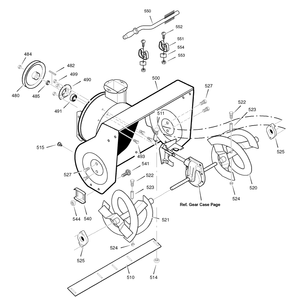 Auger Housing Diagram and Parts List for 1695367-6291570X61 2007 Briggs and Stratton Snow Blower